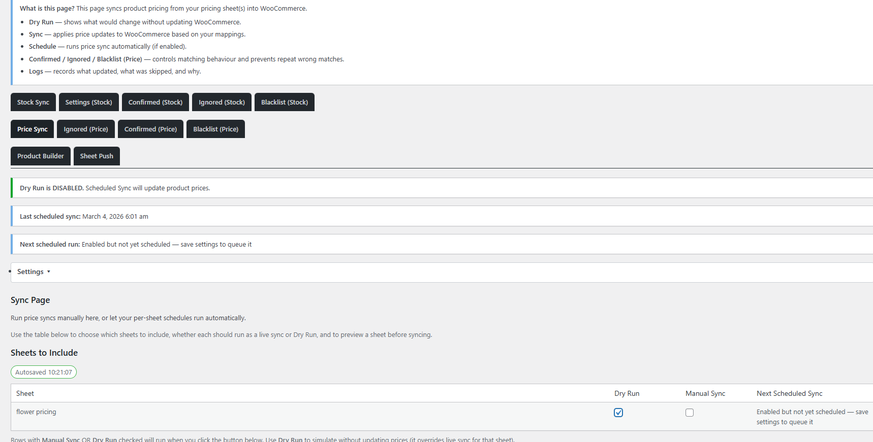 Price Sync Add-On page showing WooCommerce price sync from Google Sheets