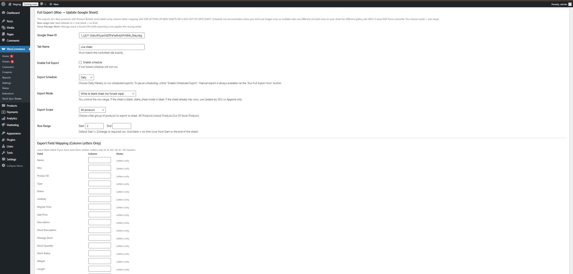Sheet Push full export page screenshot