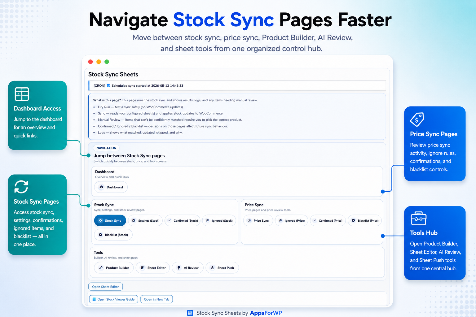 Stock Sync Sheets WooCommerce stock sync from Google Sheets page