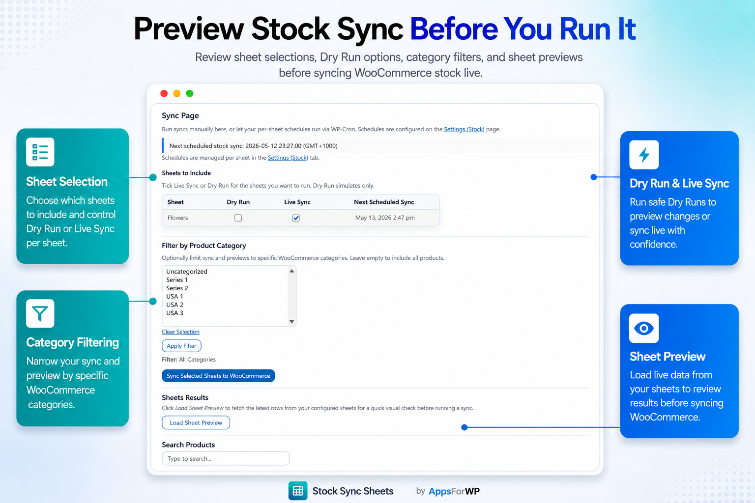 Dry Run preview in WooCommerce stock sync plugin
