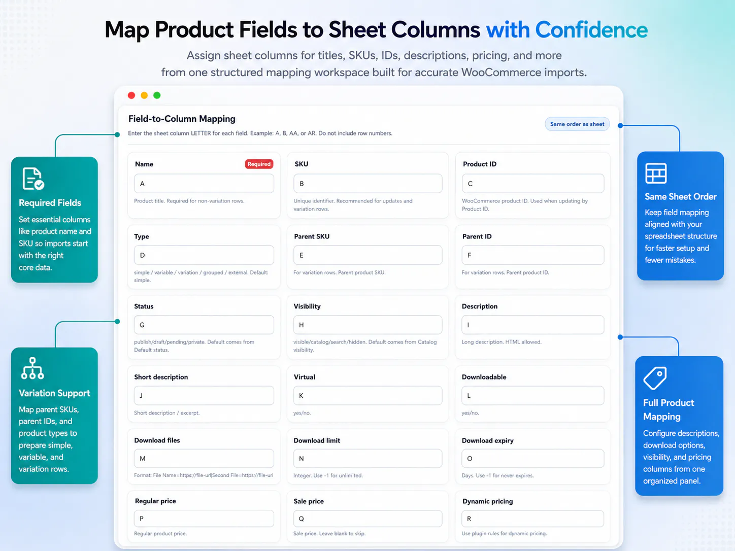 Create WooCommerce products from Google Sheets using Product Builder