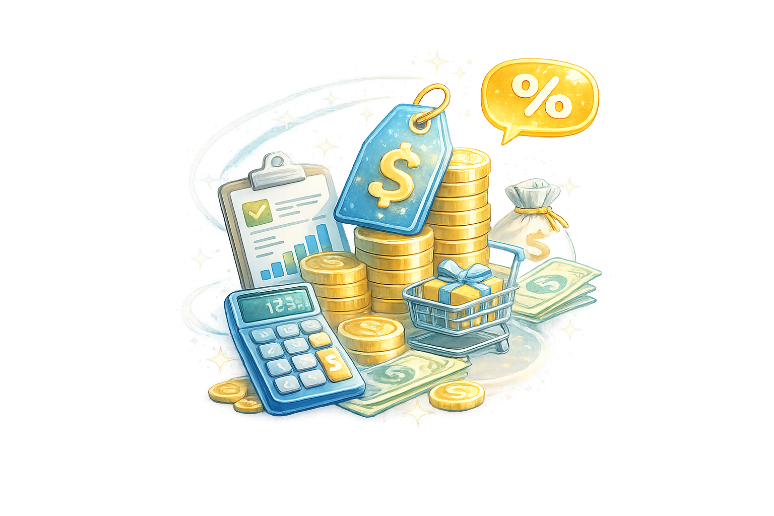 Pricing and Get Started icon showing WooCommerce plans, prices, savings, payments and product purchase options.
