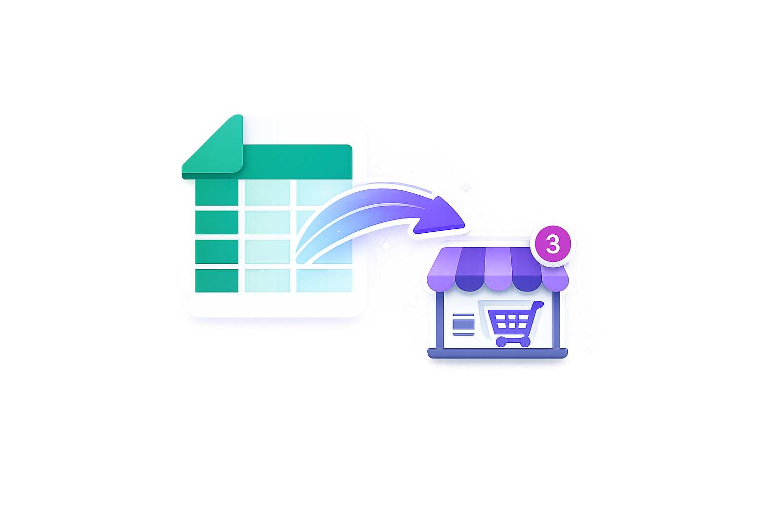 Sheet Push icon showing WooCommerce product or order data being pushed from Google Sheets to your store.