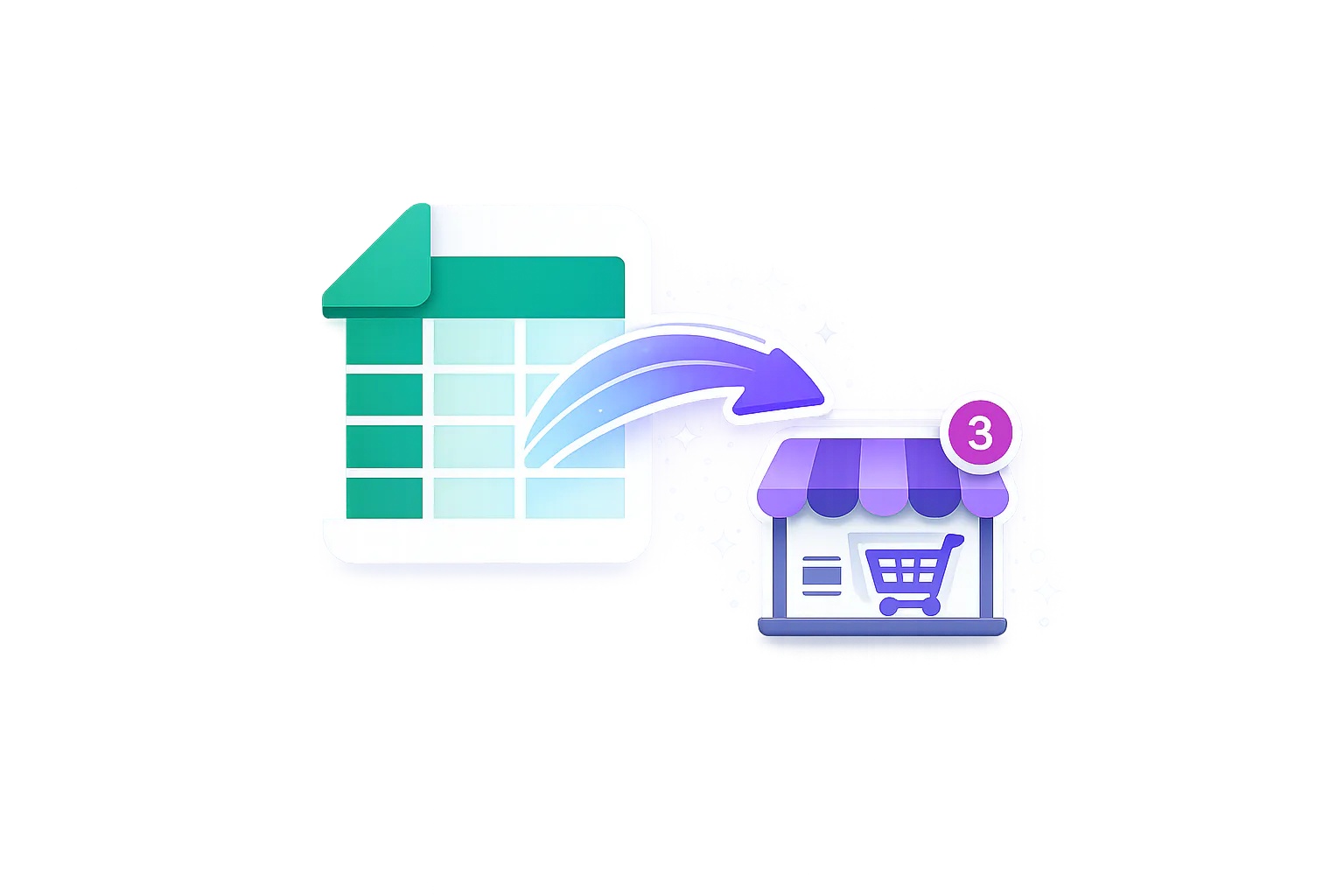 Sheet Push icon showing WooCommerce product or order data being pushed from Google Sheets to your store.